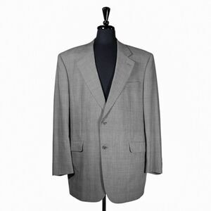Jack Victor Mens Blazer Gray Plaid Wool 2 Button Lined Jacket Sport Coat 46L